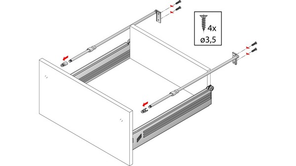 Relingset für Frontauszug HETTICH MultiTech