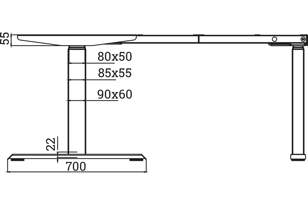 Höhenverstellbares Elektro-Schreibtisch-System OK-LINE TRD Flex