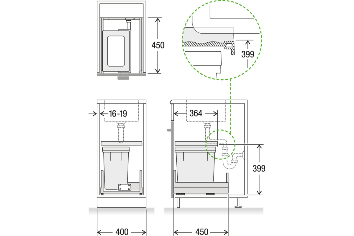 Abfall-Auszugsystem MÜLLEX X-LINE X40 M17 Basic Pro