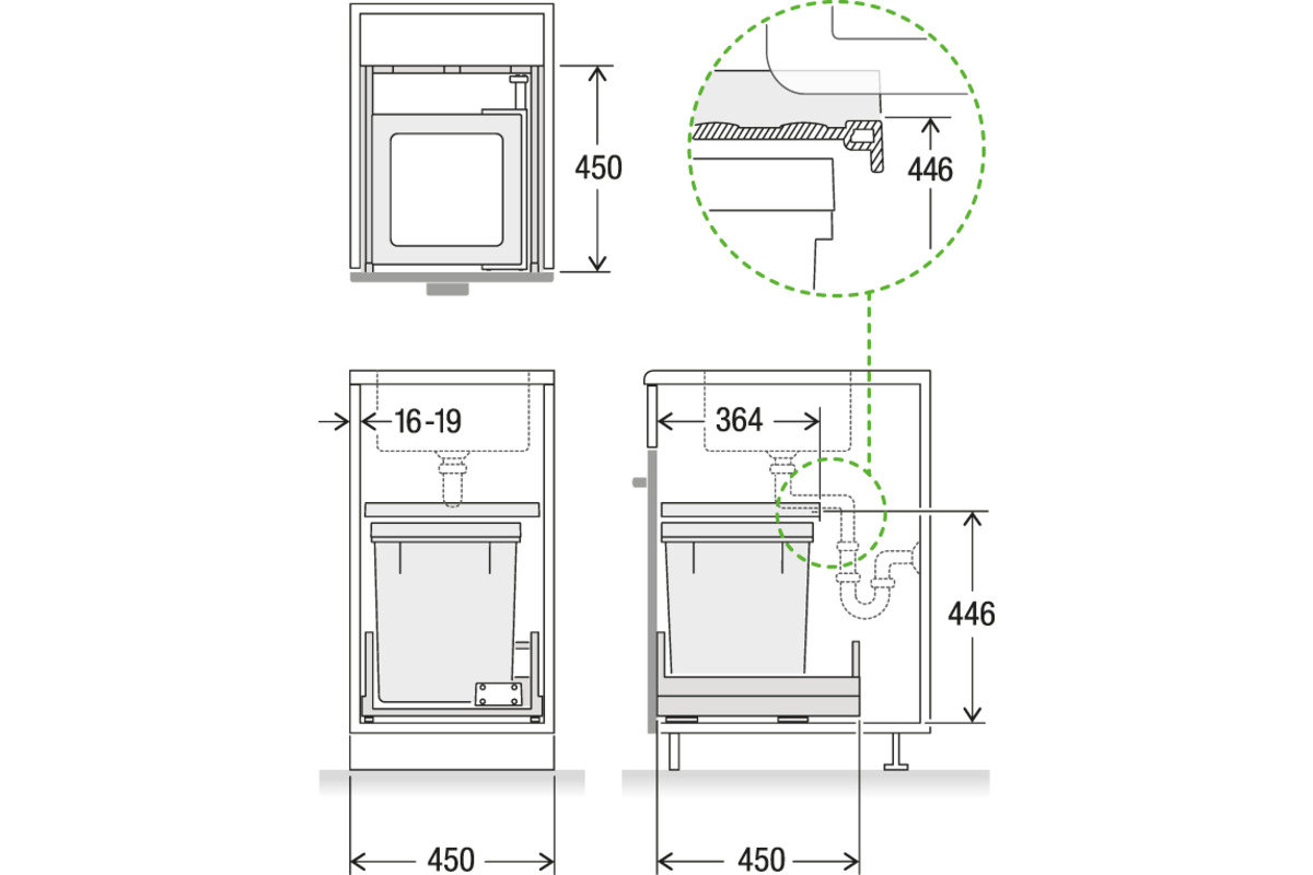 Abfall-Auszugsystem MÜLLEX X-LINE X45 Basic Pro