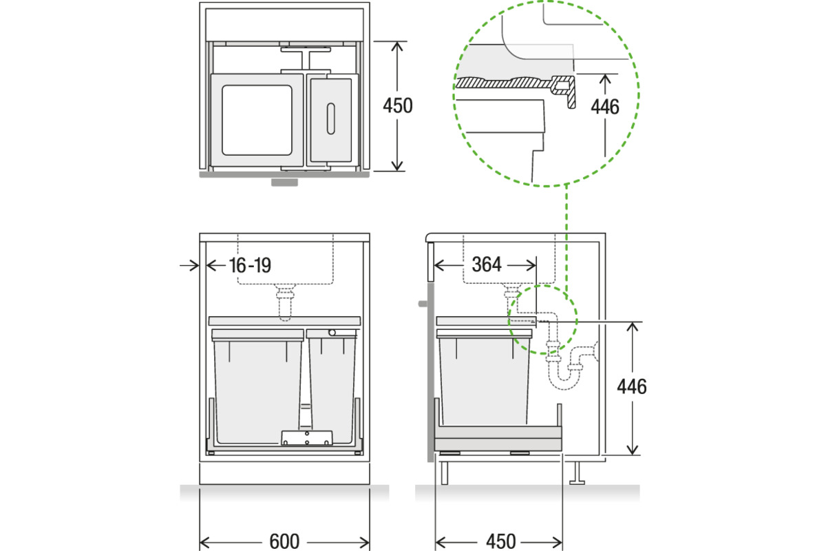 Abfall-Auszugsystem MÜLLEX X-LINE X60 Basic Pro