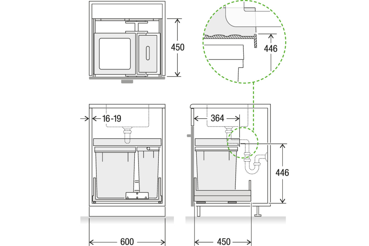 Abfall-Auszugsystem MÜLLEX X-LINE X60 Premium Pro