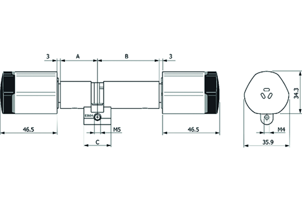 E-Doppelzylinder Glutz 83604 EE/RZ