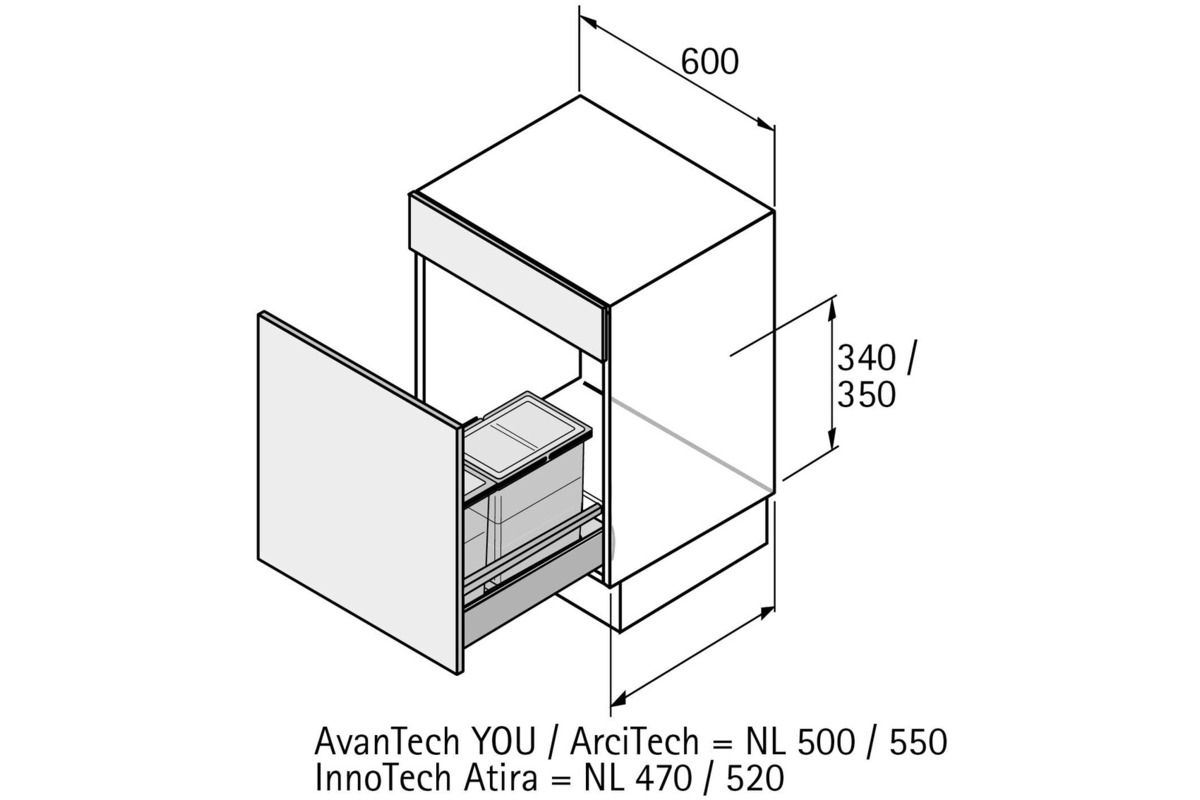 Abfallsystem HETTICH Bin.it Smart 600