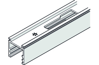 Aufnahmeprofil mit Bajonettverschluss, Leichtmetall farblos eloxiert, für Laufschienenlänge bis 2000mm zu HAWA-Junior 40, HAWA 25913
